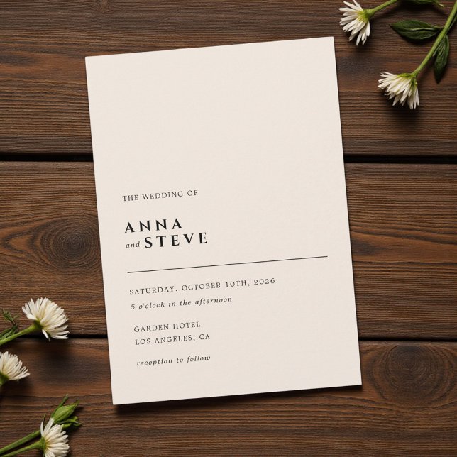 Modern minimalistisk elegant enkel krämbröllop inbjudningar (Modern Minimalist Elegant Simple Cream Wedding Invitation)