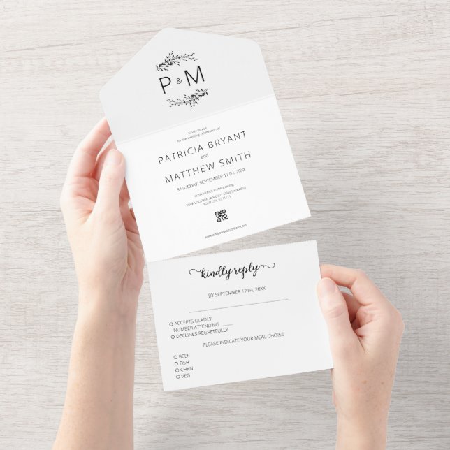 Modern minimalistisk Elegant - Foliage QR-kod Bröl (Tearaway)