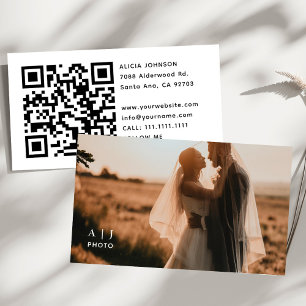 Modern, minimalistisk Elegant - foto och Qr-kod Visitkort