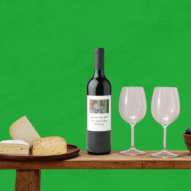 Modern minimalistisk Elegant-foto-Vin-etiketter Vinflaska Etikett (Skapare uppladdad)