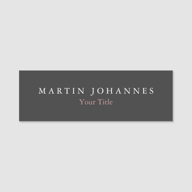Modern minimalistisk Elegant-Grått Namnbricka (Framsida)
