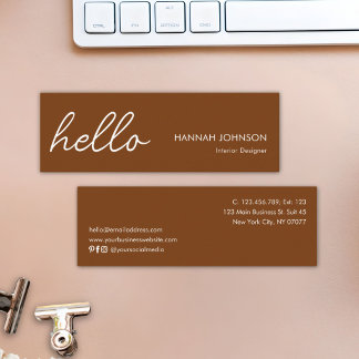 Modern minimalistisk elegant hej brun anpassad mini visitkort