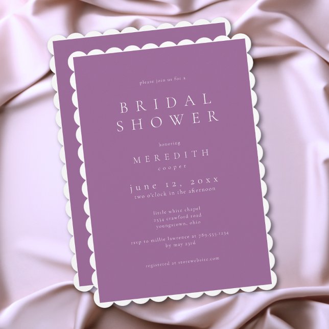 Modern Minimalistisk Elegant Lila Bröllopsdusch Inbjudningar (Modern Minimal Elegant Lilac Purple Bridal Shower Invitation)