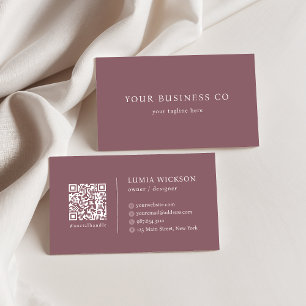 Modern minimalistisk elegant mauve QR-kod Visitkort