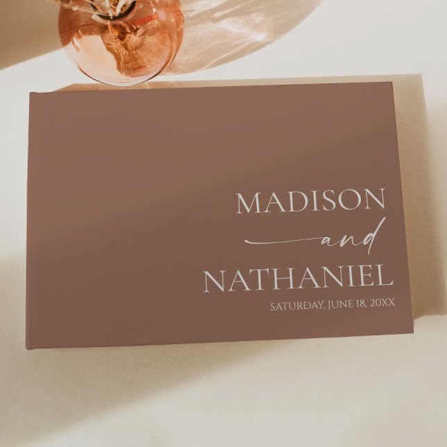 Modern Minimalistisk Elegant Mocha Mousse Bröllop Gästböcker (Skapare uppladdad)