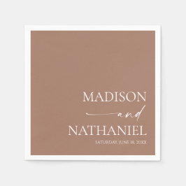 Modern Minimalistisk Elegant Mocha Mousse Bröllop Pappersservett