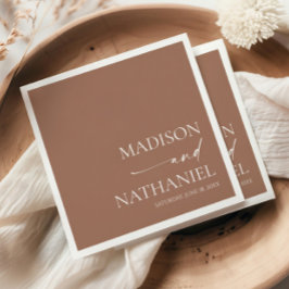 Modern Minimalistisk Elegant Mocha Mousse Bröllop Pappersservett