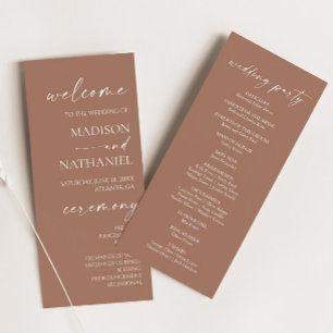 Modern Minimalistisk Elegant Mocha Mousse Bröllop Program