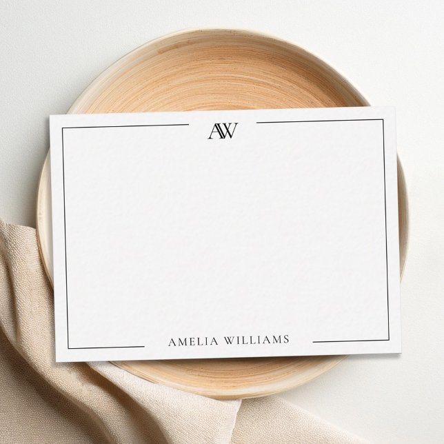 Modern Minimalistisk Elegant Monogram Anteckningskort (Skapare uppladdad)