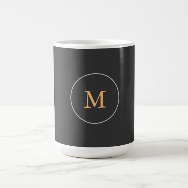 Modern minimalistisk Elegant Monogram Grått Kaffemugg (Center)