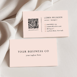 Modern minimalistisk Elegant  QR-kod för Rosa Visitkort