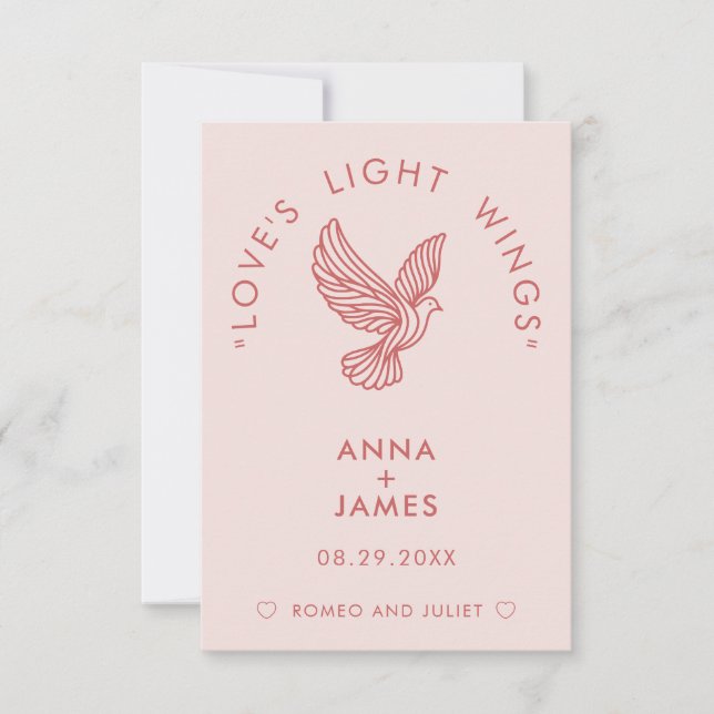 Modern minimalistisk Elegant Romeo och Juliet Bröl Tack Kort (Framsida)