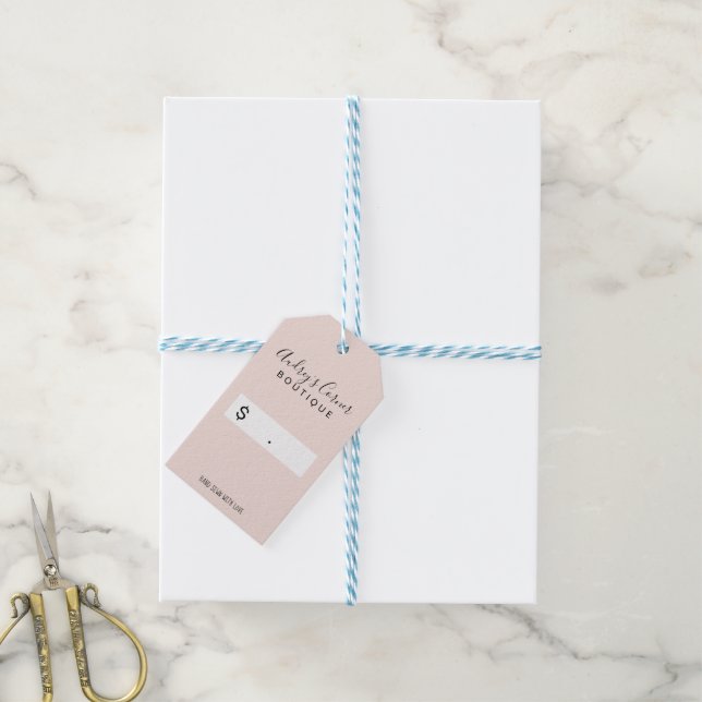 Modern minimalistisk elegant  rosa detaljhandel presentetikett (Med Snöre)
