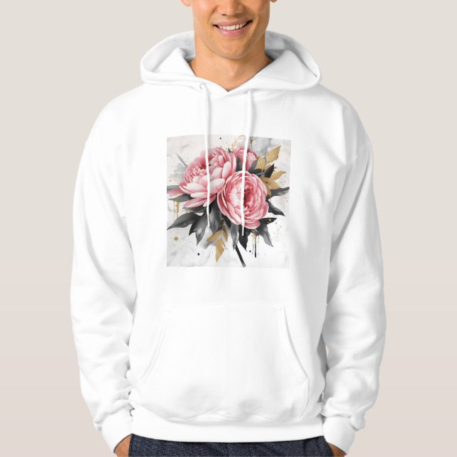 Modern minimalistisk elegant Rosa Ros Design  Hoodie (Framsida)