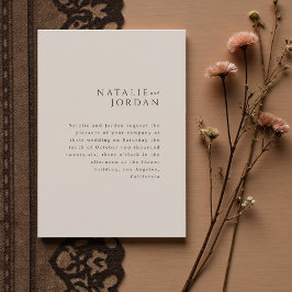 Modern minimalistisk elegant silvergrå bröllop inbjudningar
