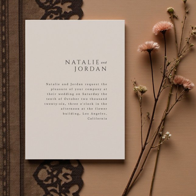 Modern minimalistisk elegant silvergrå bröllop inbjudningar (Modern Minimalist Elegant Silver Grey Wedding Invitation)