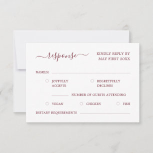 Modern minimalistisk Elegant-skript Burgundy Red OSA Kort