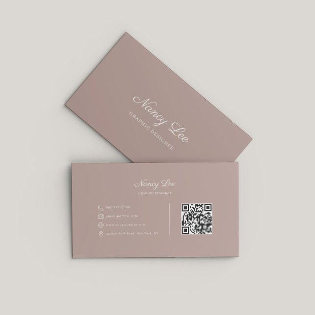 Modern minimalistisk elegant skript QR-kod Visitkort (Skapare uppladdad)