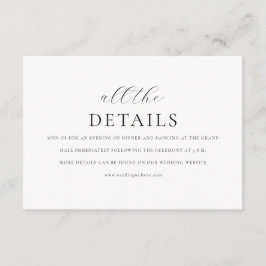 Modern Minimalistisk Elegant Skriptdetalj Bröllop Tilläggskort