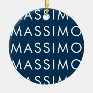 Modern minimalistisk elegant slät preussisk blå na julgransprydnad keramik