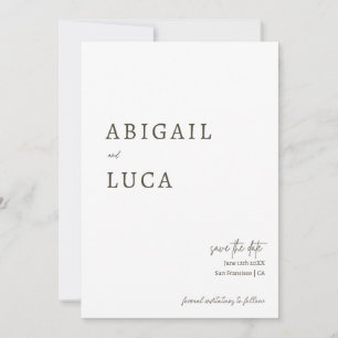 Modern minimalistisk Elegant - Spara datum Inbjudningar