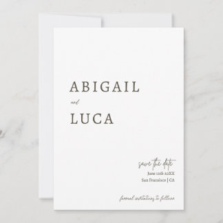 Modern minimalistisk Elegant - Spara datum Inbjudningar