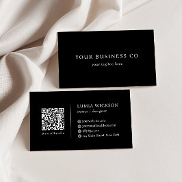 Modern minimalistisk elegant svart och vit QR-kod Visitkort