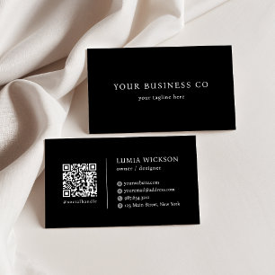 Modern minimalistisk elegant svart och vit QR-kod Visitkort