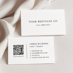 Modern minimalistisk Elegant, svart och vit QR-kod Visitkort