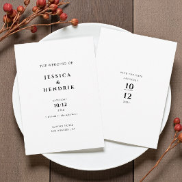 Modern minimalistisk elegant svart vit bröllop inbjudningar