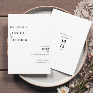 Modern minimalistisk elegant svart vit bröllop inbjudningar