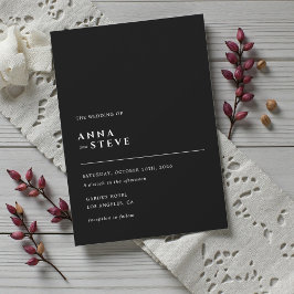 Modern minimalistisk elegant svart vit bröllop inbjudningar