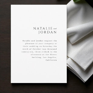 Modern minimalistisk elegant svart vit bröllop inbjudningar