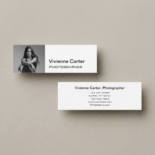 Modern minimalistisk elegant svart-vit fotograferi mini visitkort