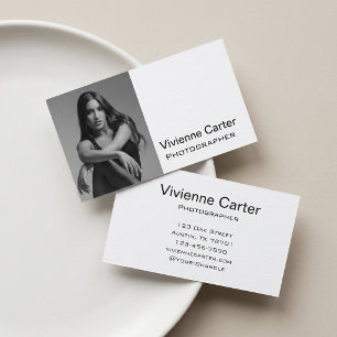 Modern minimalistisk elegant svart-vit fotograferi visitkort
