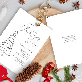 Modern minimalistisk elegant svart vit jul inbjudningar