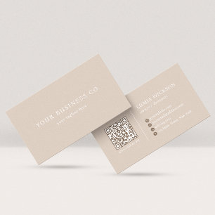 Modern minimalistisk elegant taupe QR-kod Visitkort
