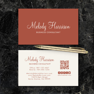 Modern minimalistisk elegant terrakotta QR-kod Visitkort