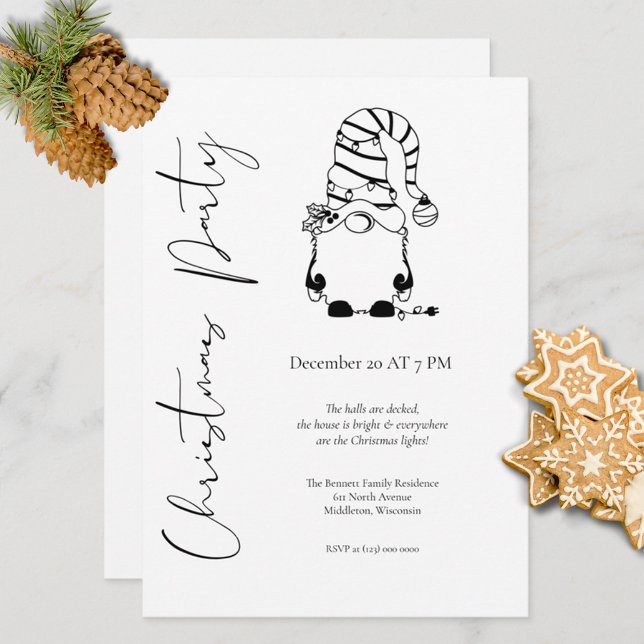 Modern Minimalistisk Elegant Tomte Julfest Inbjudningar (Skapare uppladdad)