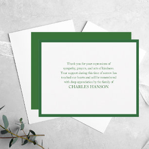 Modern minimalistisk elegant typografi begravning tack kort