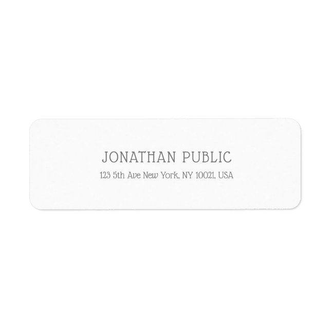 Modern minimalistisk Elegant - vit vanlig Chic Returadress Etikett (Framsidan)