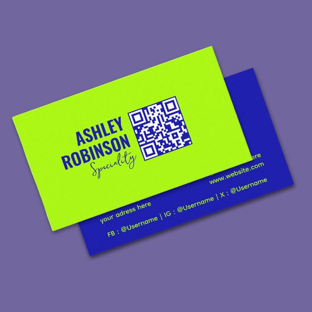 Modern minimalistisk elektrisk QR-kodkalk Visitkort (Simple design, vibrant color for bold Business Card)