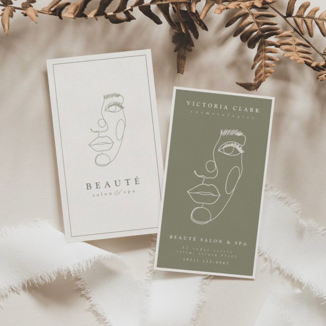 Modern minimalistisk elfenbenstorn/Olive Salon & S Visitkort (Skapare uppladdad)