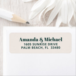 Modern minimalistisk Emerald Grönt och Ecru Beige Returadress Etikett