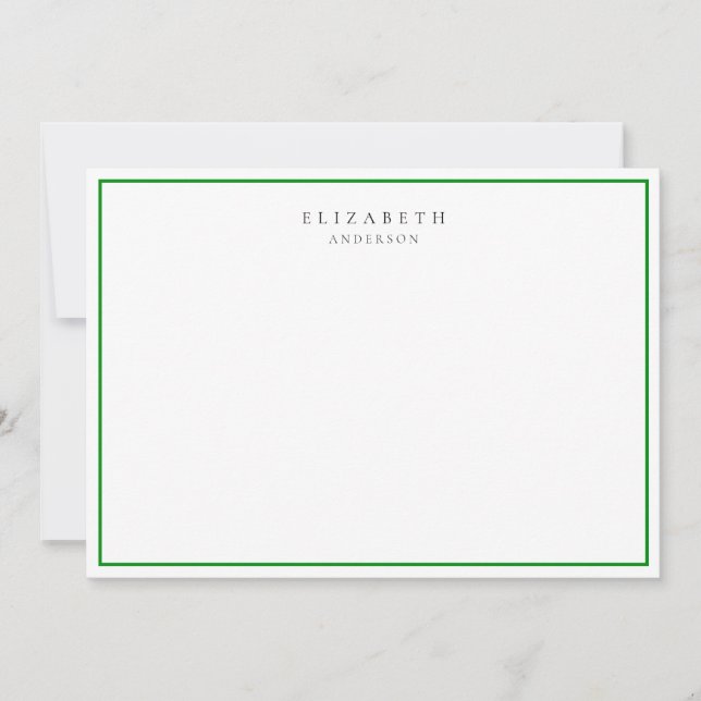 Modern minimalistisk Emerald Grönt Single Gräns Anteckningskort (Framsida)