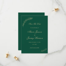 Modern minimalistisk Emerald Guld Löv och Bloom