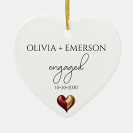 Modern minimalistisk engagerad julgransprydnad keramik