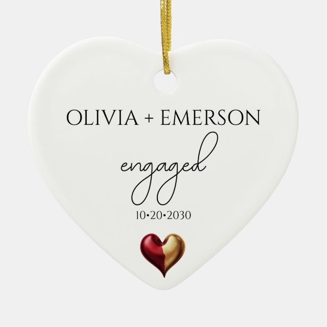 Modern minimalistisk engagerad julgransprydnad keramik (Framsidan)