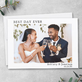 Modern, minimalistisk, enkel bästa Bröllop-dag någ Tack Kort