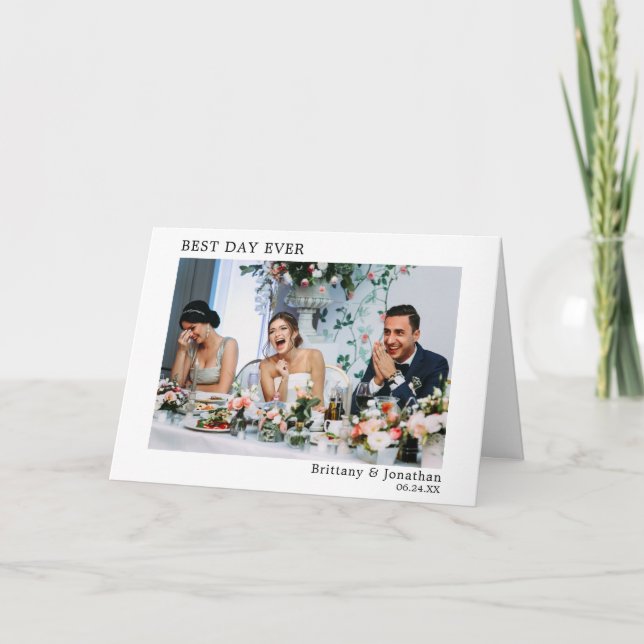 Modern, minimalistisk, enkel bästa dag någonsin ti tack kort (Framsida)